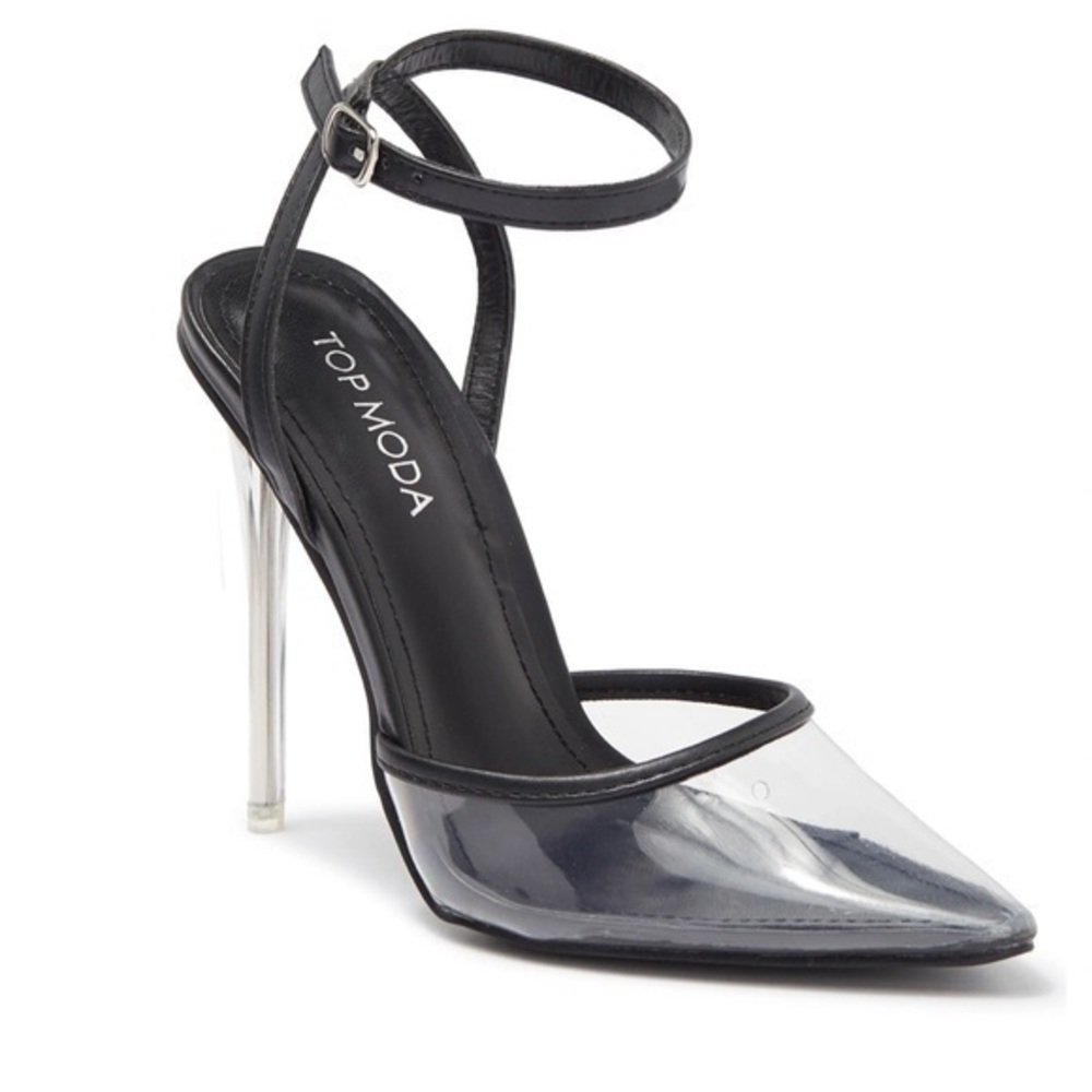 NWT Top Moda heels size 6.5 black and clear